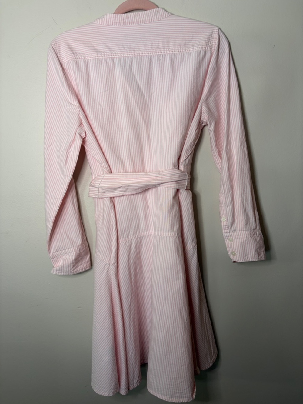 J. Crew Pink Long-Sleeve Shirt Dress with Self-Belt - Picture 4 of 4